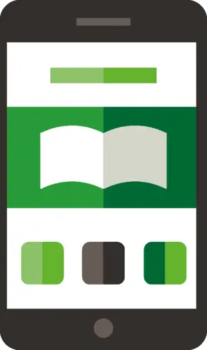 icono de mano agarrando una tablet para entornos web accesibles